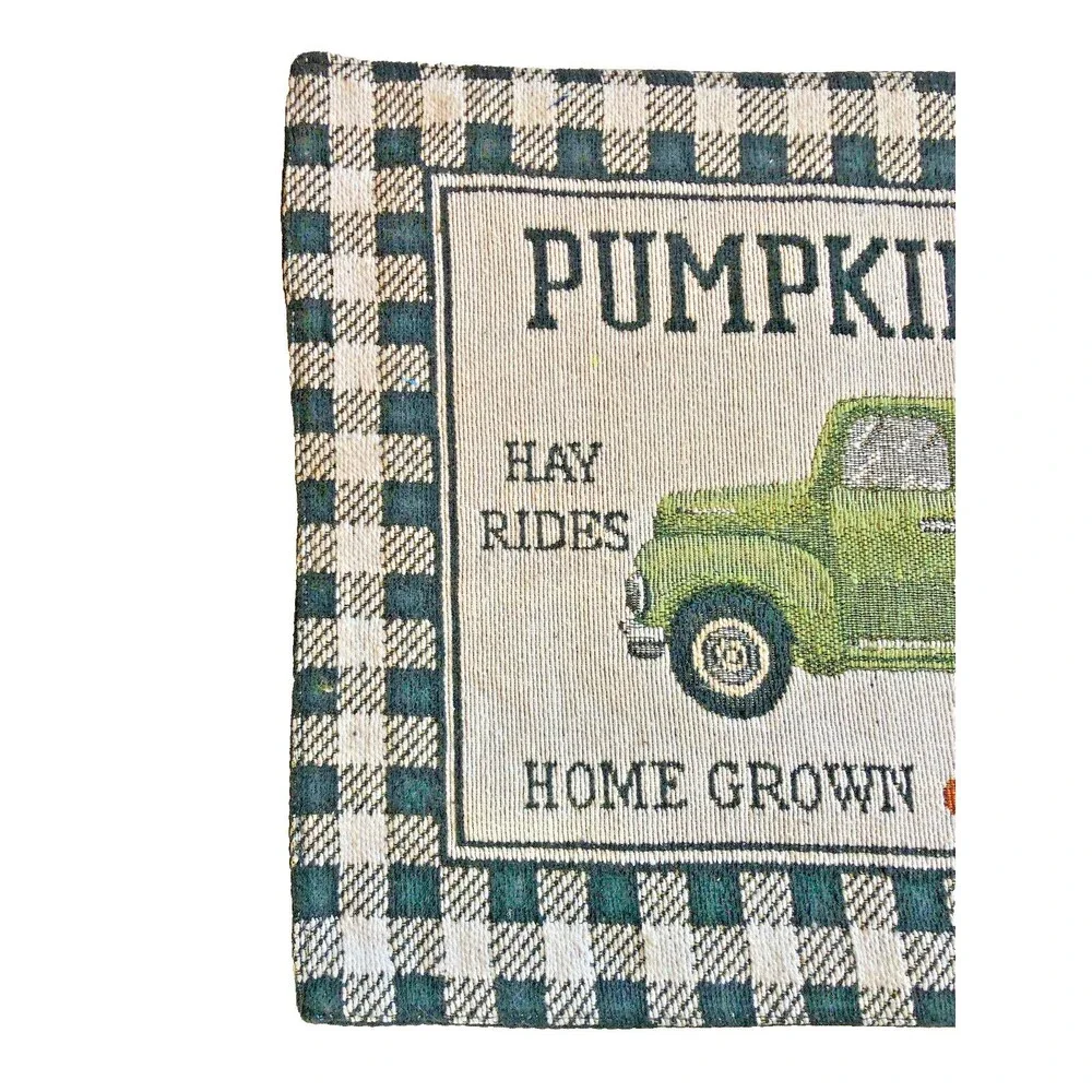 Thanksgiving Farm Truck Placemats Set of 4 Buffalo Check Pumpkin Autumn 13x18
